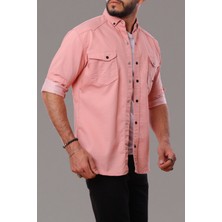 Erkek Slim Fit Dar Kalıp Likralı Kot Gömlek