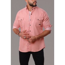 Erkek Slim Fit Dar Kalıp Likralı Kot Gömlek