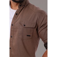 Erkek Slim Fit Dar Kalıp Likralı Kot Gömlek