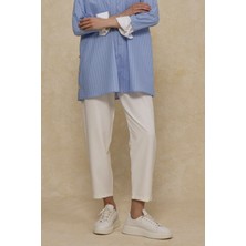 Merve Gültekin Ithal Polyviscon Kumaş Jogger Pantolon Beyaz