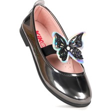 Kiko Kids Menz Kelebek Lastikli Kız Çocuk Babet Ayakkabı Platin