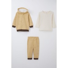 Breeze Erkek Bebek Bodyli 3 Lü Takım Kutup Ayısı Desenli 4 Ay-1 Yaş, Bej