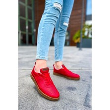 Shoecide Sho157 Bağcıklı Rahat Taban Ckt Retro Erkek Ayakkabı Kırmızı