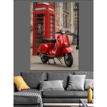 Kırmızı Telefon Kulübesi Dekoratif Kanvas - Mdf Ahşap Tablo