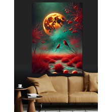 Kırmızı Ay ve Gizem Dekoratif Kanvas - Mdf Ahşap Tablo