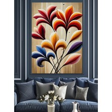 Soyut Çiçek Tasarımı Dekoratif Kanvas - Mdf Ahşap Tablo