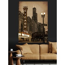 Chicago Sokak Görünümü Dekoratif Kanvas - Mdf Ahşap Tablo
