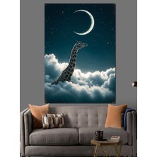 Gökyüzünde Zürafa Dekoratif Kanvas - Mdf Ahşap Tablo