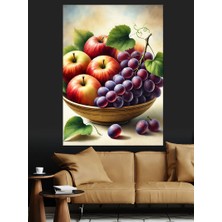 Meyve ve Üzüm Kasesi Dekoratif Kanvas - Mdf Ahşap Tablo