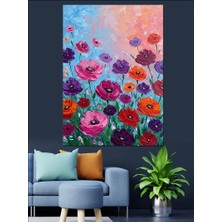 Renkli Çiçek Tarlası Dekoratif Kanvas - Mdf Ahşap Tablo