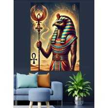 Mısır Anubis Tanrısı Tasviri Dekoratif Kanvas - Mdf Ahşap Tablo