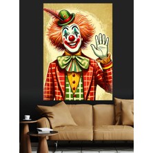 Kırmızı Burunlu Palyaço Dekoratif Kanvas - Mdf Ahşap Tablo