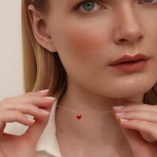 Luminis 14 Ayar Altın Kırmızı Kalp Çerçeveli Kolye – Aşkın En Şık Hali