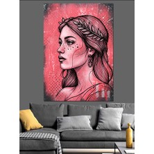 Çizgisel Kadın Portresi Dekoratif Kanvas - Mdf Ahşap Tablo