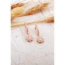 Sümer Telkari Elmas Modeli Çiçek Rose Gümüş Küpe 7341