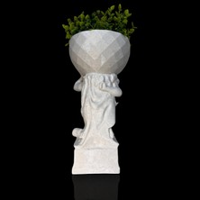 Atlas Figürlü Mermer Görünümlü Dekoratif Saksı Vazo - Mitolojik ve Sanatsal Dekor 20CM - Ridylab