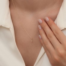 Luminis 14 Ayar Altın Tek Taş  Damla Kolye – Minimal Işıltı