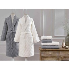 Özdilek Mistico Aile Bornoz Seti Gri-Krem