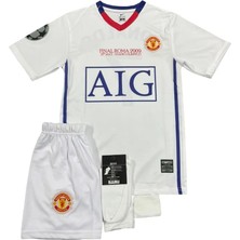 Manchester United Ronaldo 2008 Beyaz Retro Futbol Çocuk Forması 4'lü Set