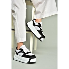 U973219002 Siyah/beyaz Kalın Tabanlı Spor Ayakkabı Sneakers