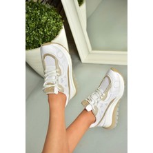 U973213809 Beyaz Kalın Tabanlı Spor Ayakkabı Sneakers