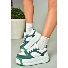 Fox Shoes U973219002 Yeşil/beyaz Süet Kalın Tabanlı Spor Ayakkabı Sneakers