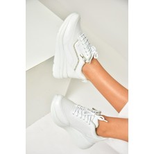 Fox Shoes U702020709 Beyaz Kalın Tabanlı Spor Ayakkabı Sneakers