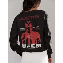 Sevbano Justin Bieber 194 Tasarım Baskılı  Oversize Şarkıcı Sweatshirt
