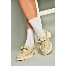 Fox Shoes U704137509 Bej Loafer Makosen Kadın Ayakkabı