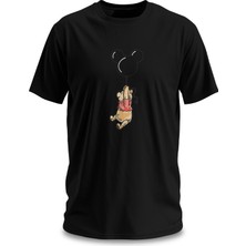 Unisex Bisiklet Yaka Winnie The Pooh Baskılı Pamuk Oversize Kısa Kollu Tişört