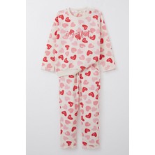 Breeze Kız Bebek Eşofman Takım Kalp Rüyası Pantolonu Fiyonklu 9 Ay-3 Yaş, Krem