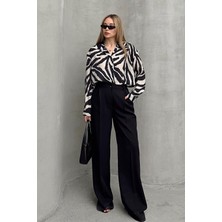 Zebra Desenli Salaş Gömlek Siyah-Taş 9320