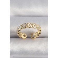 Clariss Pirinç Gold Renk Beyaz Sedefli Yonca Model Kadın Yüzük