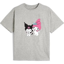 Kaliteli Pamuk Penye Kız  Çocuk Baskılı Tshirt 5 6 7 8 9 10 11 12 13 14 Yaş Kuromi