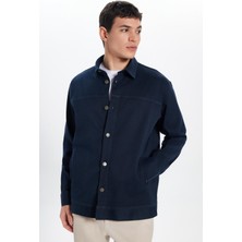 Erkek Relax Fit Rahat Kesim Gabardin Likralı Yandan Cepli Lacivert Ceket Gömlek