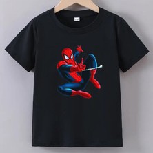 Kaliteli Pamuk Penye Unisex Erkek Kız  Çocuk Baskılı Tshirt 5 6 7 8 9 10 11 12 13 14 Yaş Örümcekadam