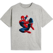 Kaliteli Pamuk Penye Unisex Erkek Kız  Çocuk Baskılı Tshirt 5 6 7 8 9 10 11 12 13 14 Yaş Örümcekadam