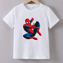 Kaliteli Pamuk Penye Unisex Erkek Kız  Çocuk Baskılı Tshirt 5 6 7 8 9 10 11 12 13 14 Yaş Örümcekadam