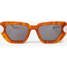 Yargıcı Beyaz Detaylı Köşeli Güneş Gözlüğü