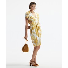 Yargıcı V Yaka Kısa Kollu Beli Dekolte Kısa Elbise