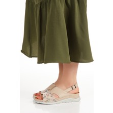 Iç Dış Hakiki  Deri Yumuşak Ortopedik Taban Kadın Sandalet