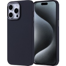 iPhone 15 Pro Max Kılıf Magsafe Şarj Özellikli Karbon Fiber Görünümlü Zore Nekst Kapak - Siyah