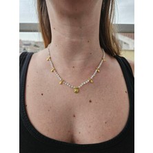 G&A Jewels El Yapımı Ay Taşı Kolye - 925 Ayar Gümüş Altın Kaplama Charm Detaylı
