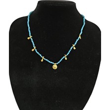 G&A Jewels El Yapımı Neon Apatit Taşlı Kolye - 925 Ayar Gümüş Altın Kaplama Charm Detaylı