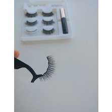Manyetik Takma Kirpik Mıknatıs Tozlu Eyeliner Cımbızlı Takma Kirpik Set