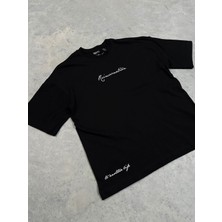 Vi Man Reincarnation Baskılı Siyah Oversize T-Shirt