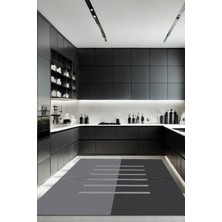 The Reef Design Çizgili Desenli Halı Geometrik Desenli Diital Baskılı Yıkanabilir Mutfak Halısı