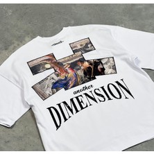 Vi Man Dimension Baskılı Beyaz Oversize T-Shirt