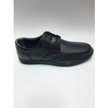 Hsa  Deri Siyah Bağcıklı Yazlık Günlük Rahat Esnek Kauçuk Tabanlı Erkek Ayakkabı C-9004bglı3hsa