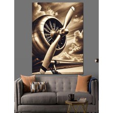 Uçak Pervanesi ve Gökyüzü Dekoratif Kanvas - Mdf Ahşap Tablo